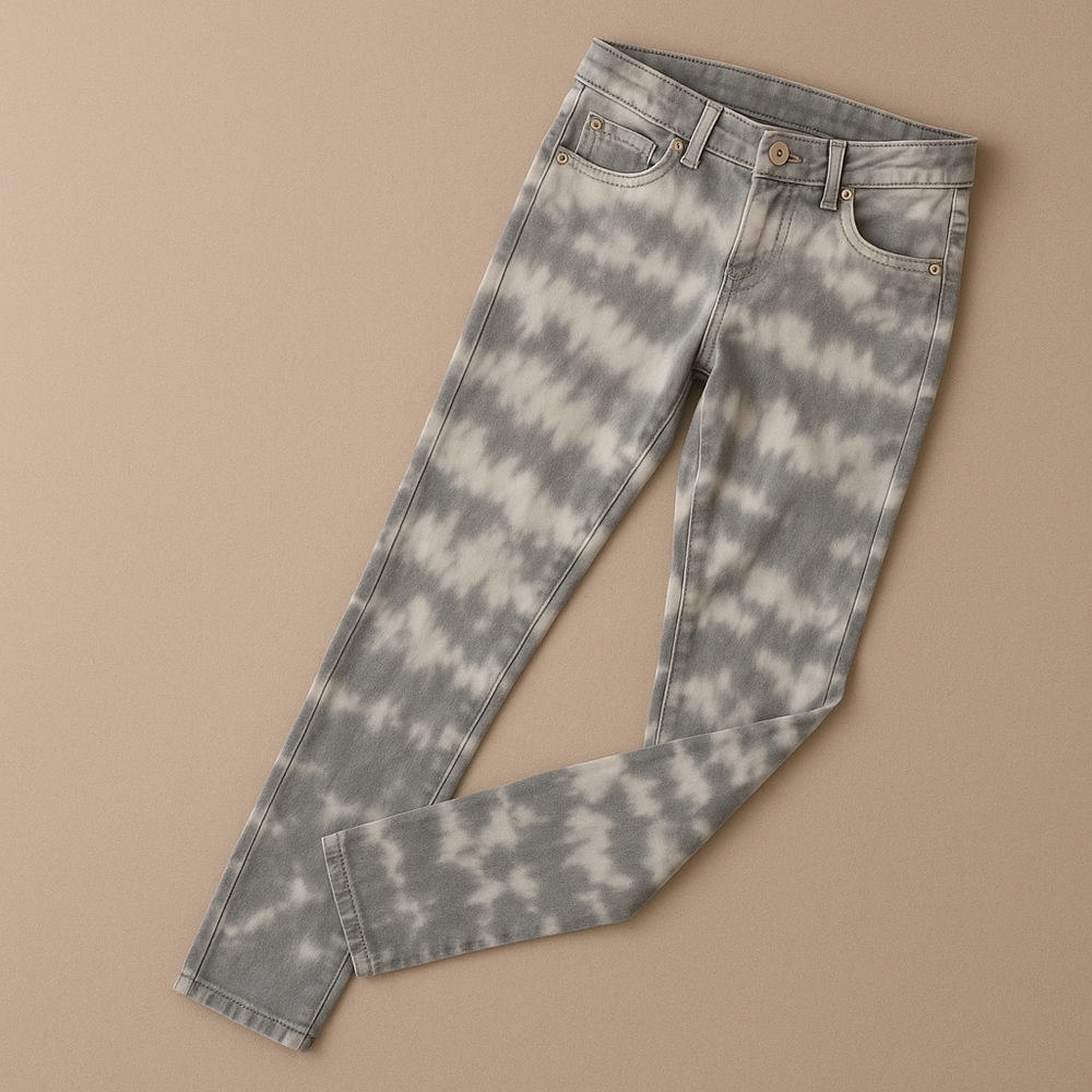 Stylish Gray Tie-Dye Women's Jeans
